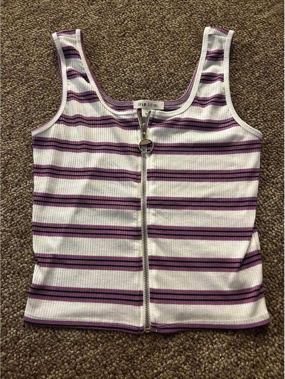 Vintage Adam Levine Women's Striped Zip Tank Top